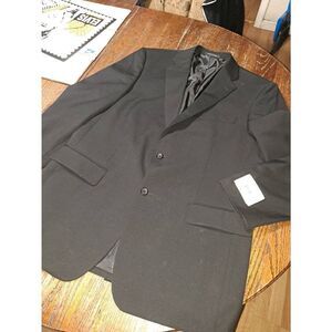 New 44L Black Single Breast Notch Lapel Suit Sports Coat Jacket Blazer NWT